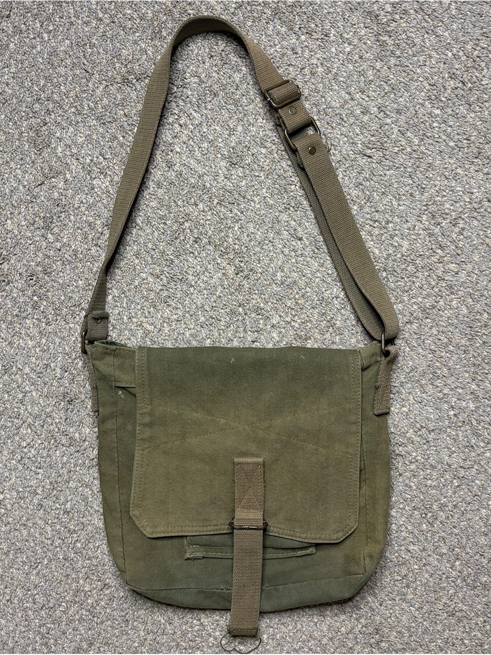 Vintage Military Green Crossbody Canvas Bag Purse Adjustable Strap